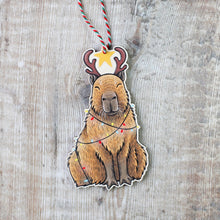 Load image into Gallery viewer, Christmas Capybara (Antlers) Wooden Christmas Decoration