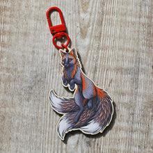 Load image into Gallery viewer, Cross Fox Kitsune Wooden Keyring