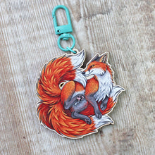 Load image into Gallery viewer, Red Kitsune Wooden Keyring