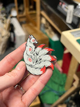 Load image into Gallery viewer, *Seconds Sale* White Kitsune Hard Enamel Pin - Screenprint Issue