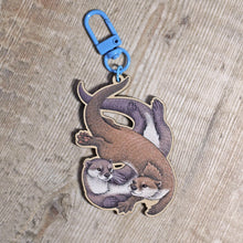 Load image into Gallery viewer, Otters Wooden Keyring