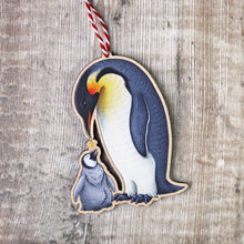 Load image into Gallery viewer, Emperor Penguins Wooden Christmas Decoration