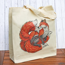 Load image into Gallery viewer, Red Kitsune Gusseted Tote Bag