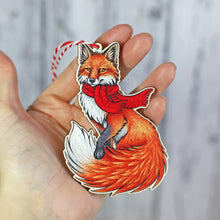 Load image into Gallery viewer, Winter Fox Wooden Christmas Decoration