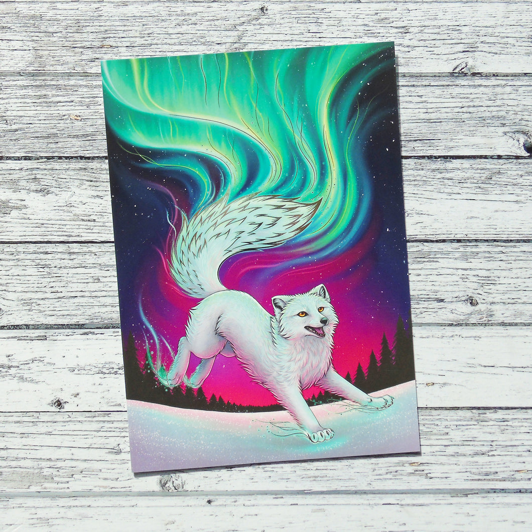 Fox Fire Illustration A4 Foil Print