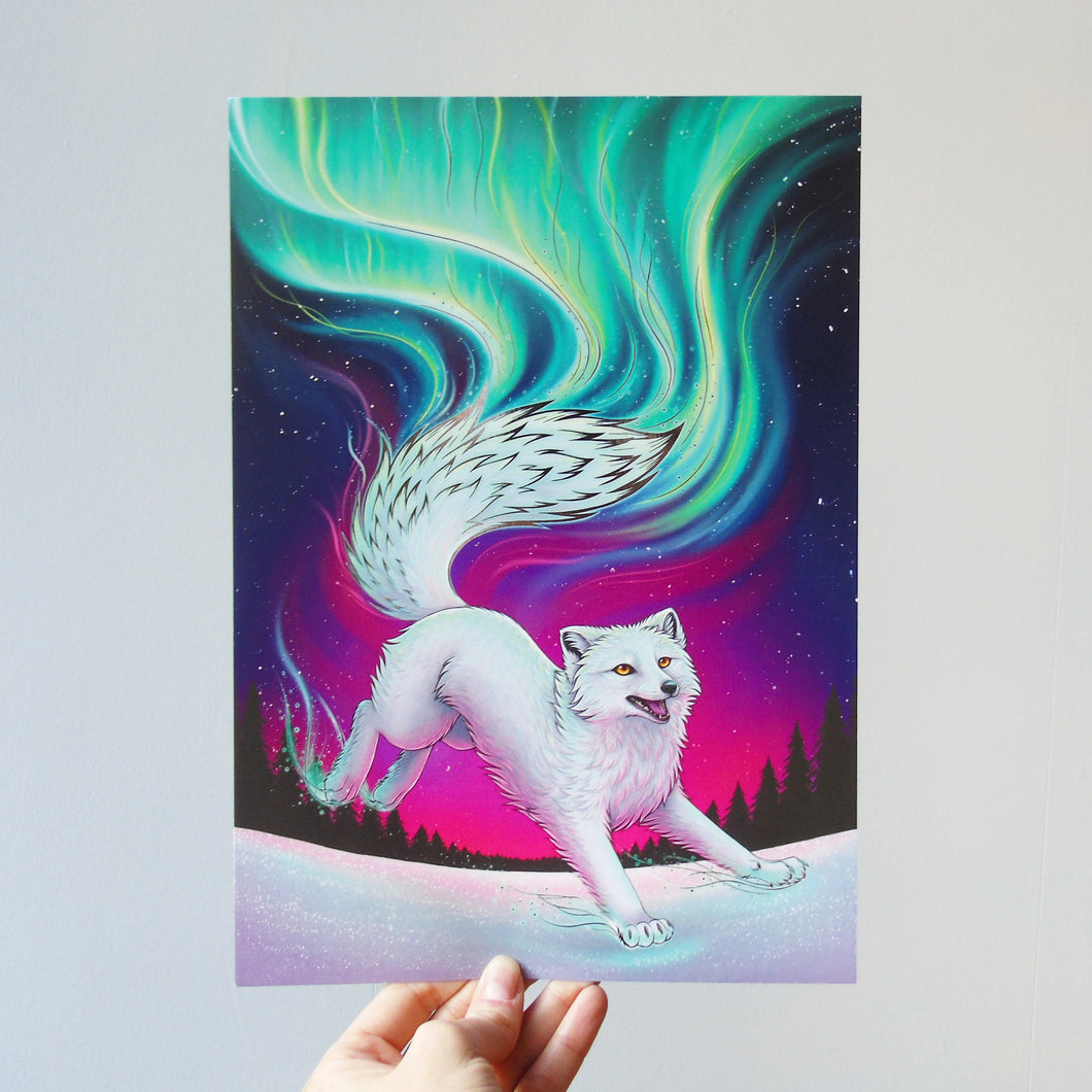Fox Fire Illustration A4 Foil Print