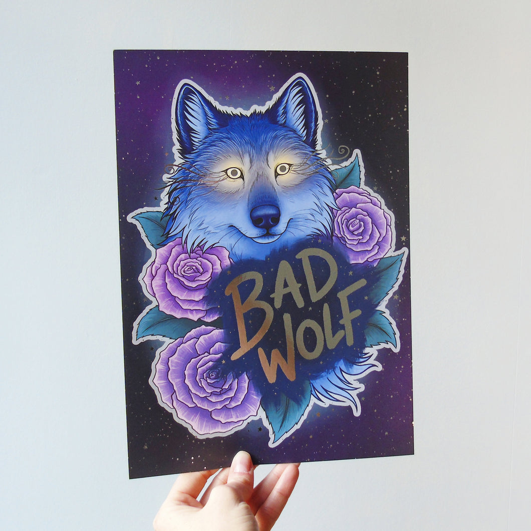 Bad Wolf Illustration A4 Foiled Print