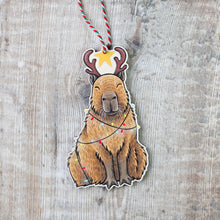 Load image into Gallery viewer, Christmas Capybara (Antlers) Wooden Christmas Decoration
