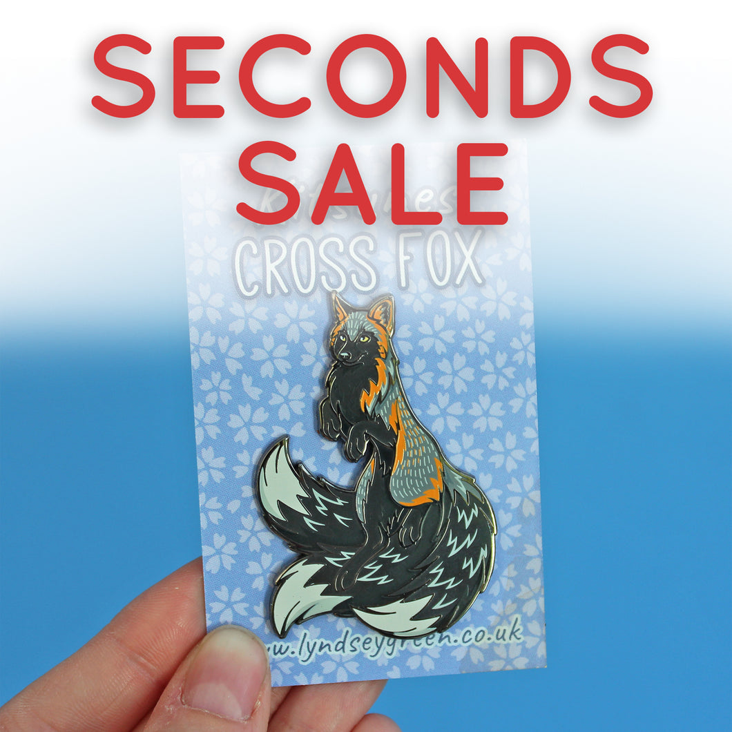 *Seconds Sale* Cross Fox Kitsune Hard Enamel Pin