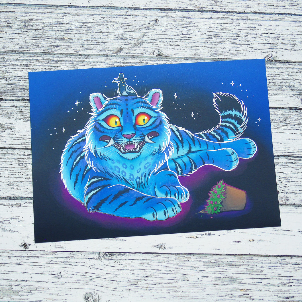Demon Tiger Illustration Foil A4 Print