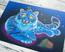 Load image into Gallery viewer, Demon Tiger Illustration Foil A4 Print

