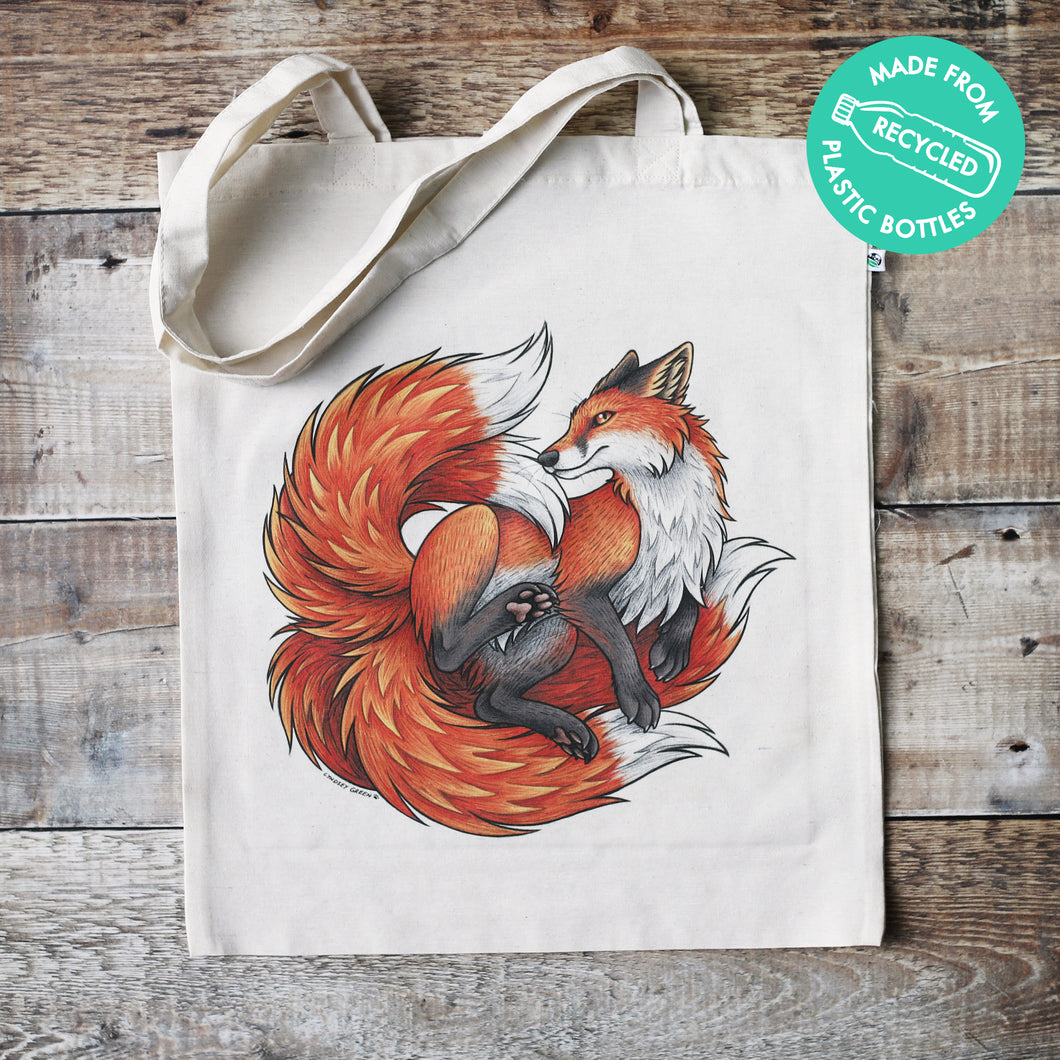 Red Kitsune Tote Bag ~ Made from Recycled Plastic!