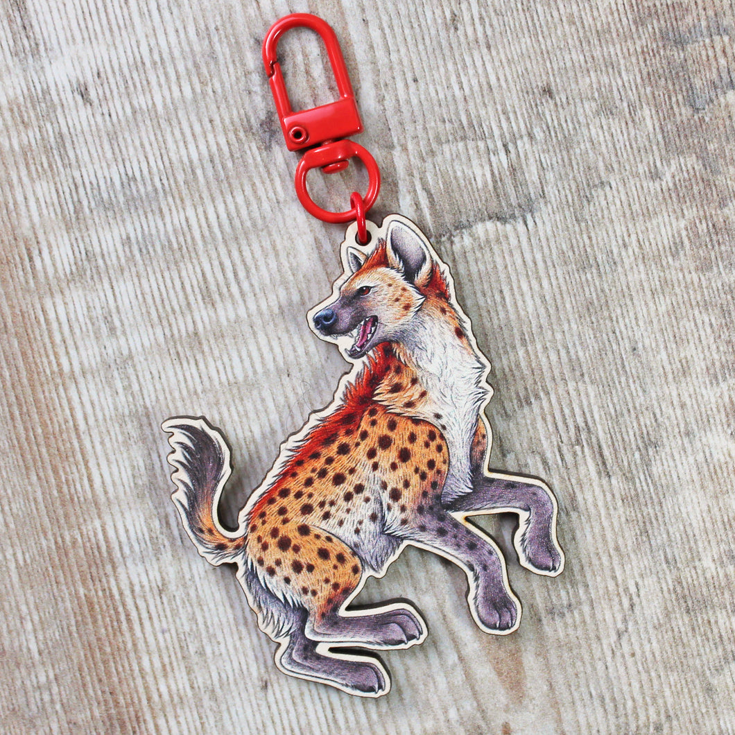 Spotted Hyena Wooden Keyring