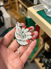 Load image into Gallery viewer, *Seconds Sale* White Kitsune Hard Enamel Pin - Screenprint Issue
