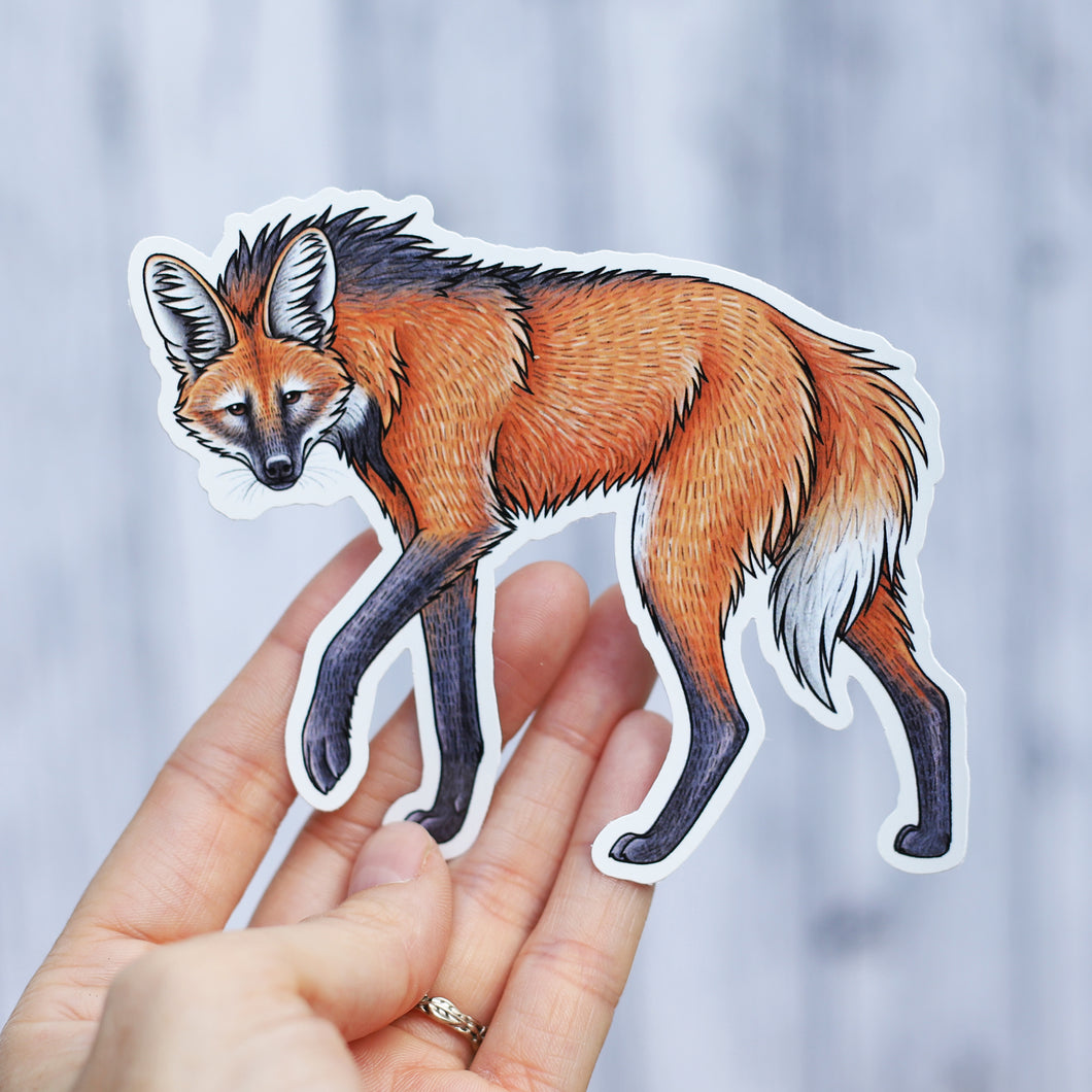 Maned Wolf Vinyl Sticker