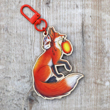 Load image into Gallery viewer, Matsuri Kitsune Wooden Keyring

