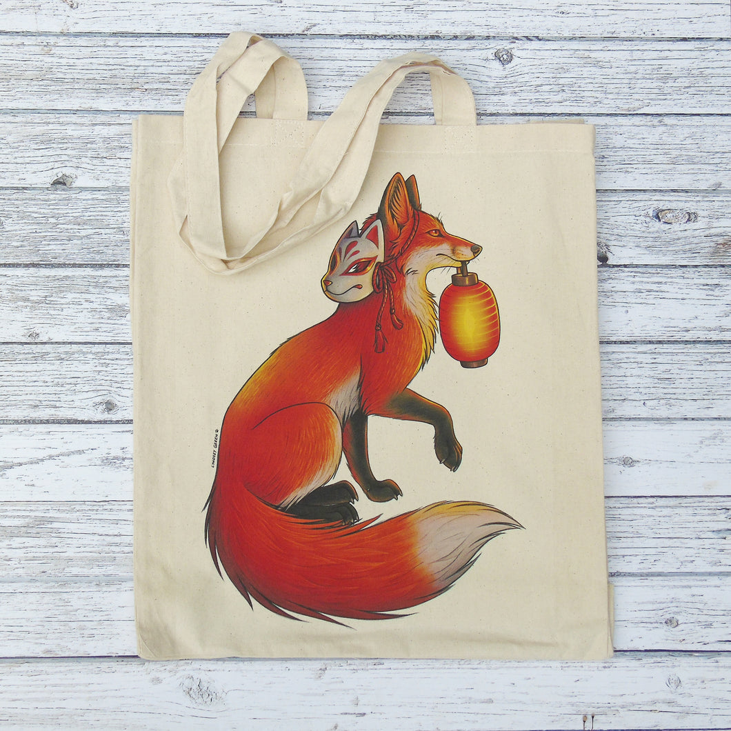 Matsuri Kitsune Gusseted Tote Bag
