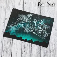 Load image into Gallery viewer, Midnight Menagerie Illustration A4 Print + Foil
