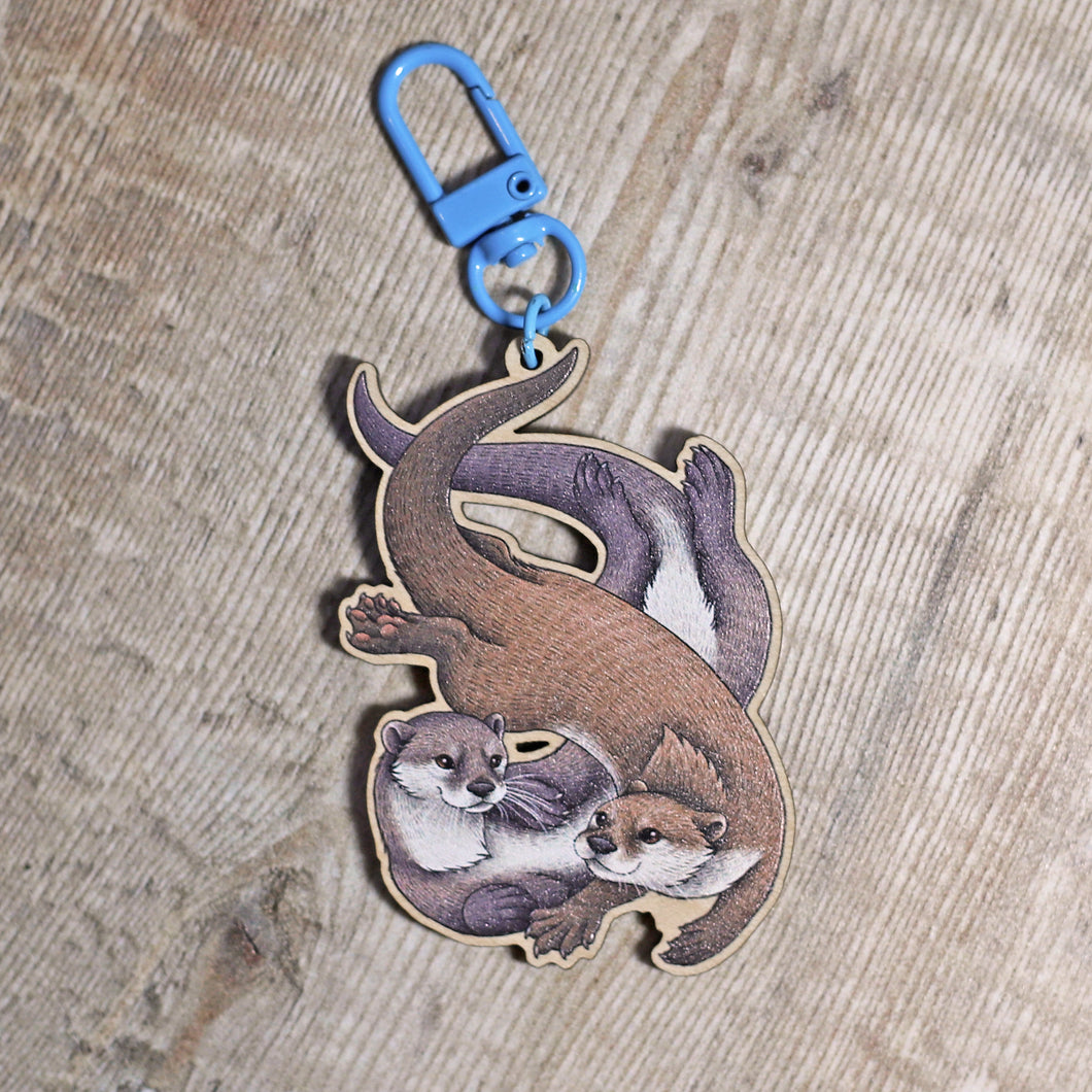 Otters Wooden Keyring
