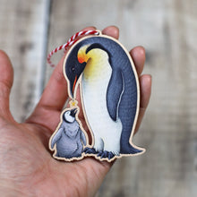 Load image into Gallery viewer, Emperor Penguins Wooden Christmas Decoration
