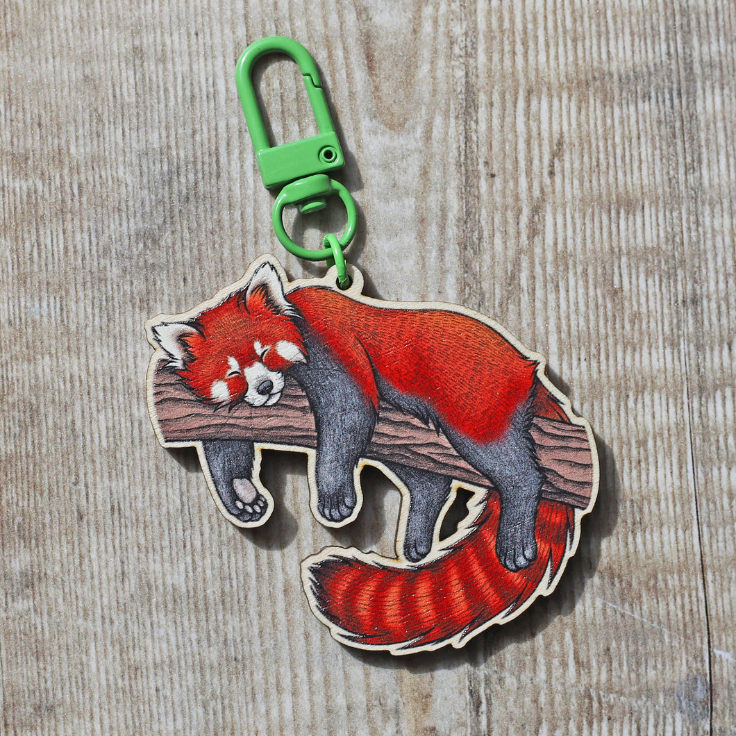 Red Panda Wooden Keyring