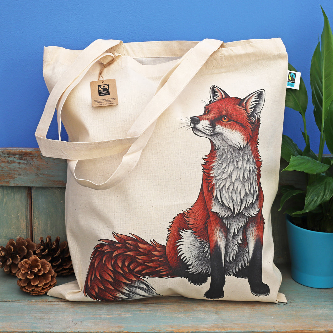 Red Fox Eco Tote Bag ~ Organic & Fairtrade Cotton