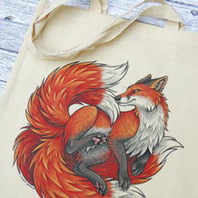 Load image into Gallery viewer, Red Kitsune Gusseted Tote Bag
