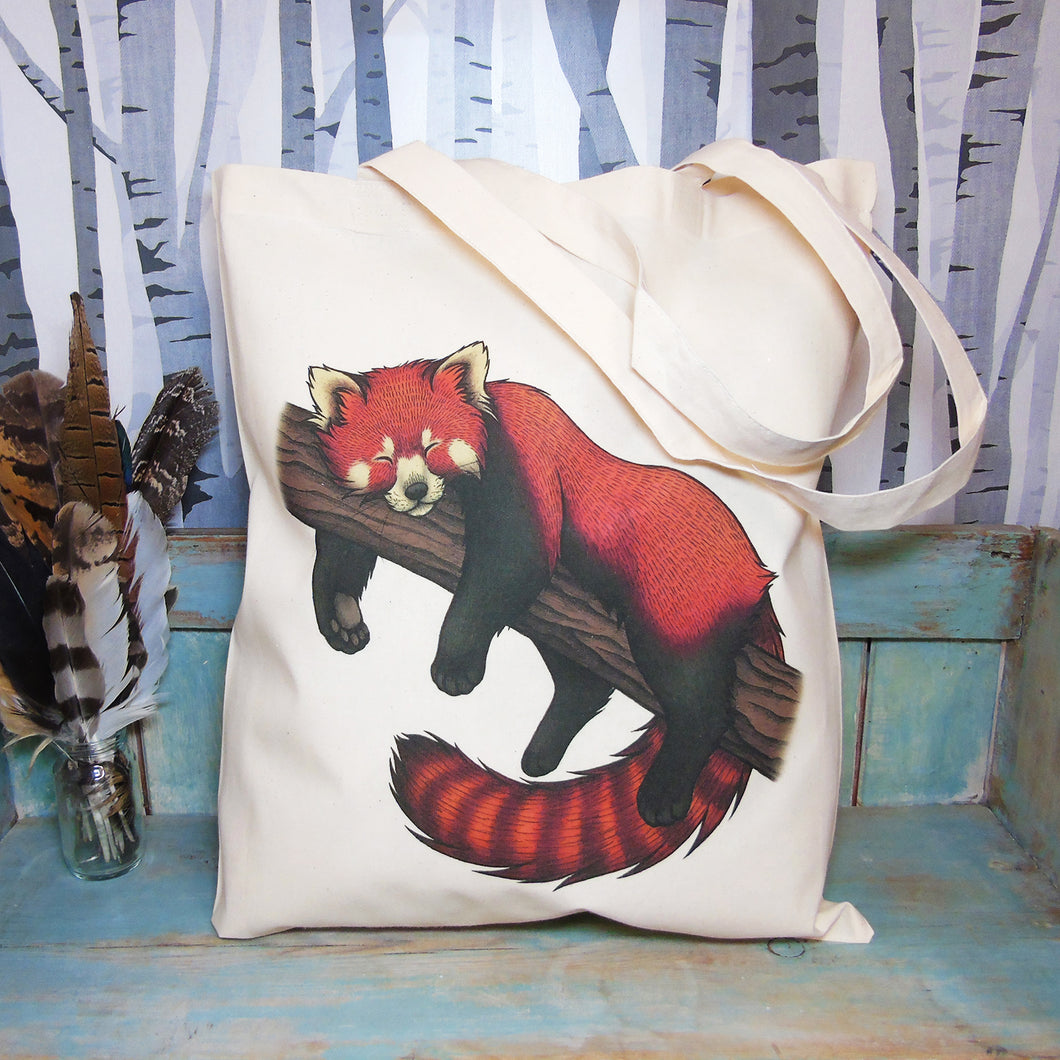 Red Panda Eco Tote Bag ~ Organic & Fairtrade Cotton