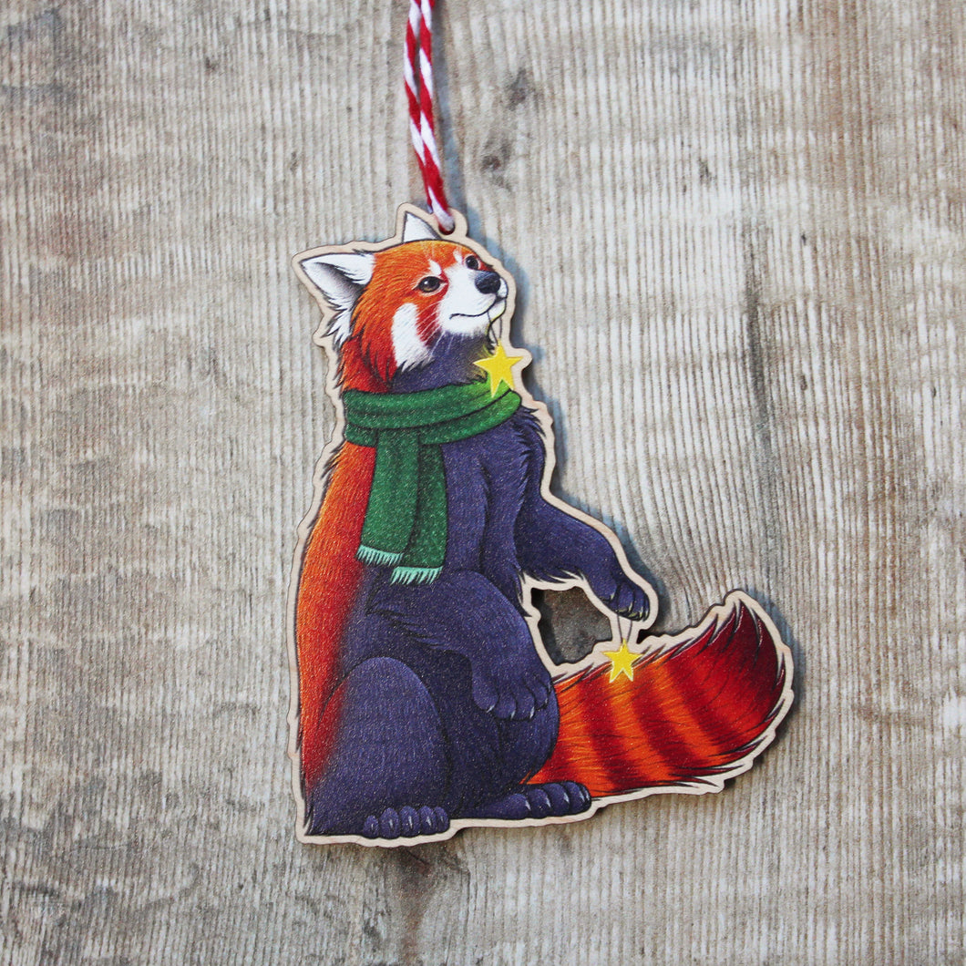 Red Panda Wooden Christmas Decoration