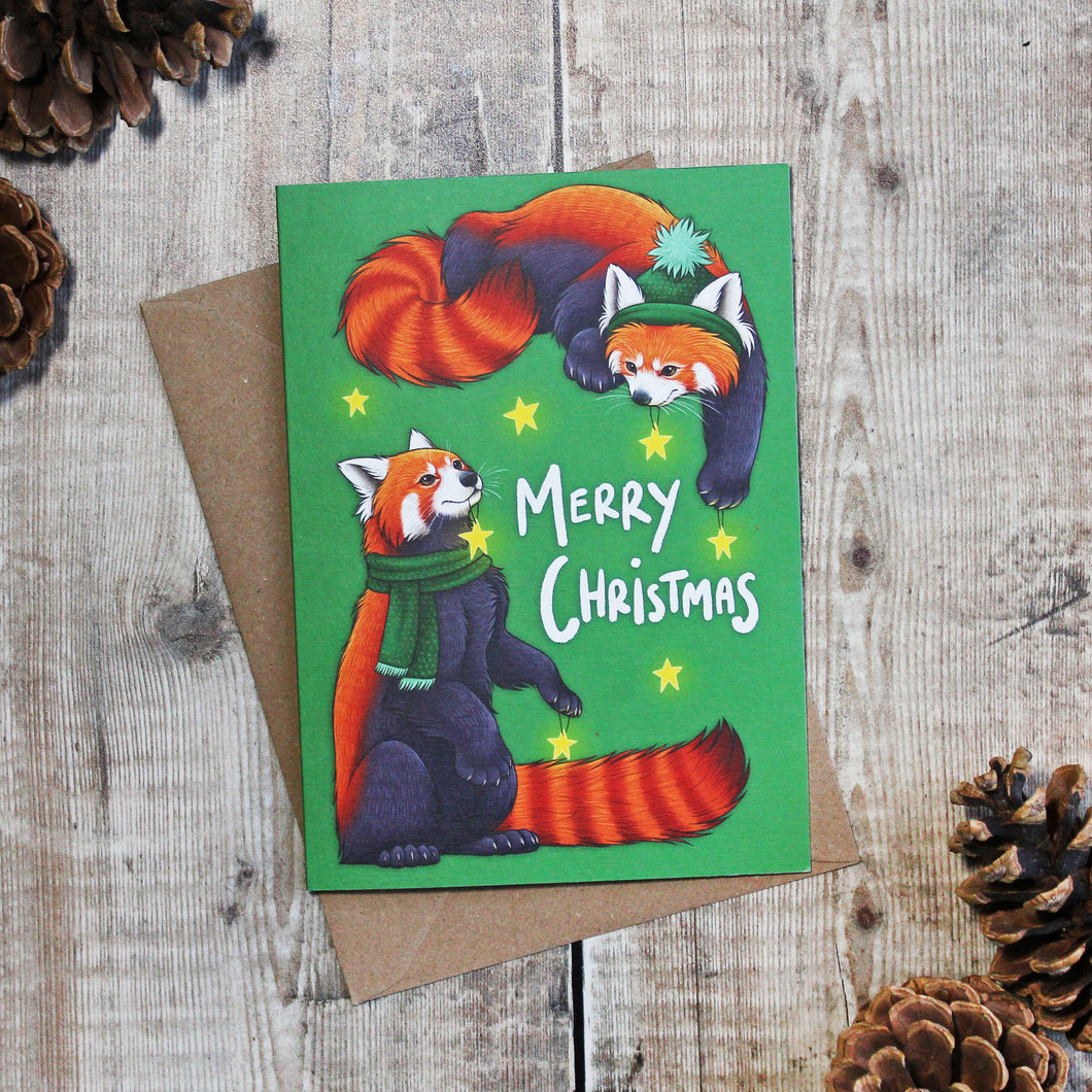 Merry Christmas Red Pandas Card