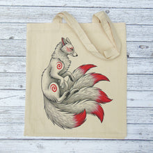 Load image into Gallery viewer, White Kitsune Gusseted Tote Bag
