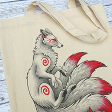 Load image into Gallery viewer, White Kitsune Gusseted Tote Bag

