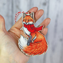 Load image into Gallery viewer, Winter Fox Wooden Christmas Decoration
