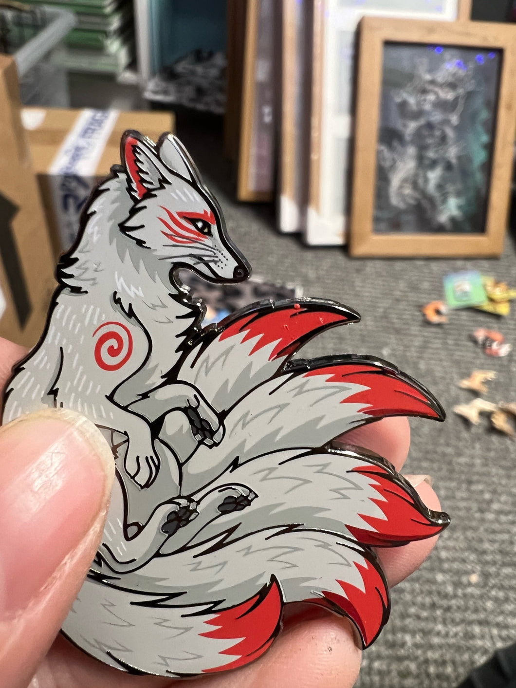 *Seconds Sale* White Kitsune Hard Enamel Pin