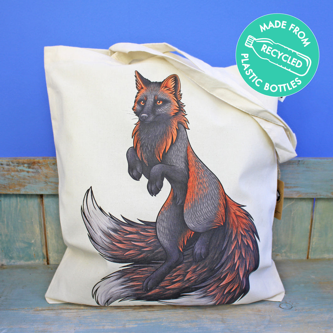 Cross Fox Kitsune Tote Bag ~ Made from Recycled Plastic!