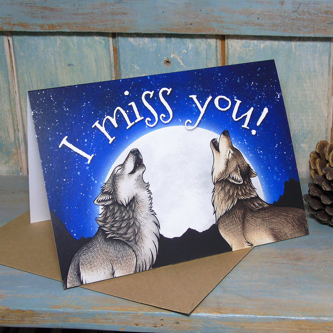 Wolf Song I Miss You Card