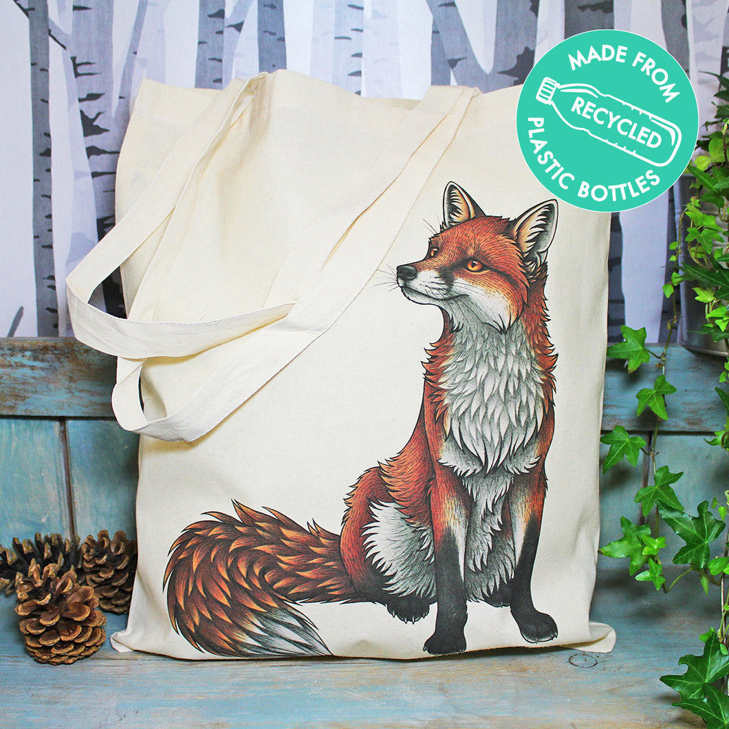 Red Fox Eco Tote Bag ~ Made from Recycled Plastic!