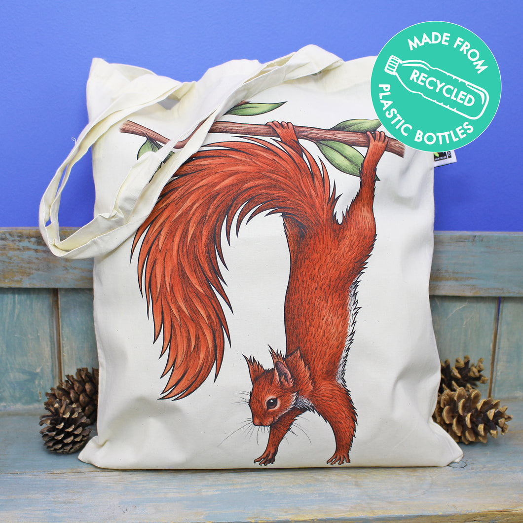 Red Squirrel Eco Tote Bag ~ Made from Recycled Plastic!