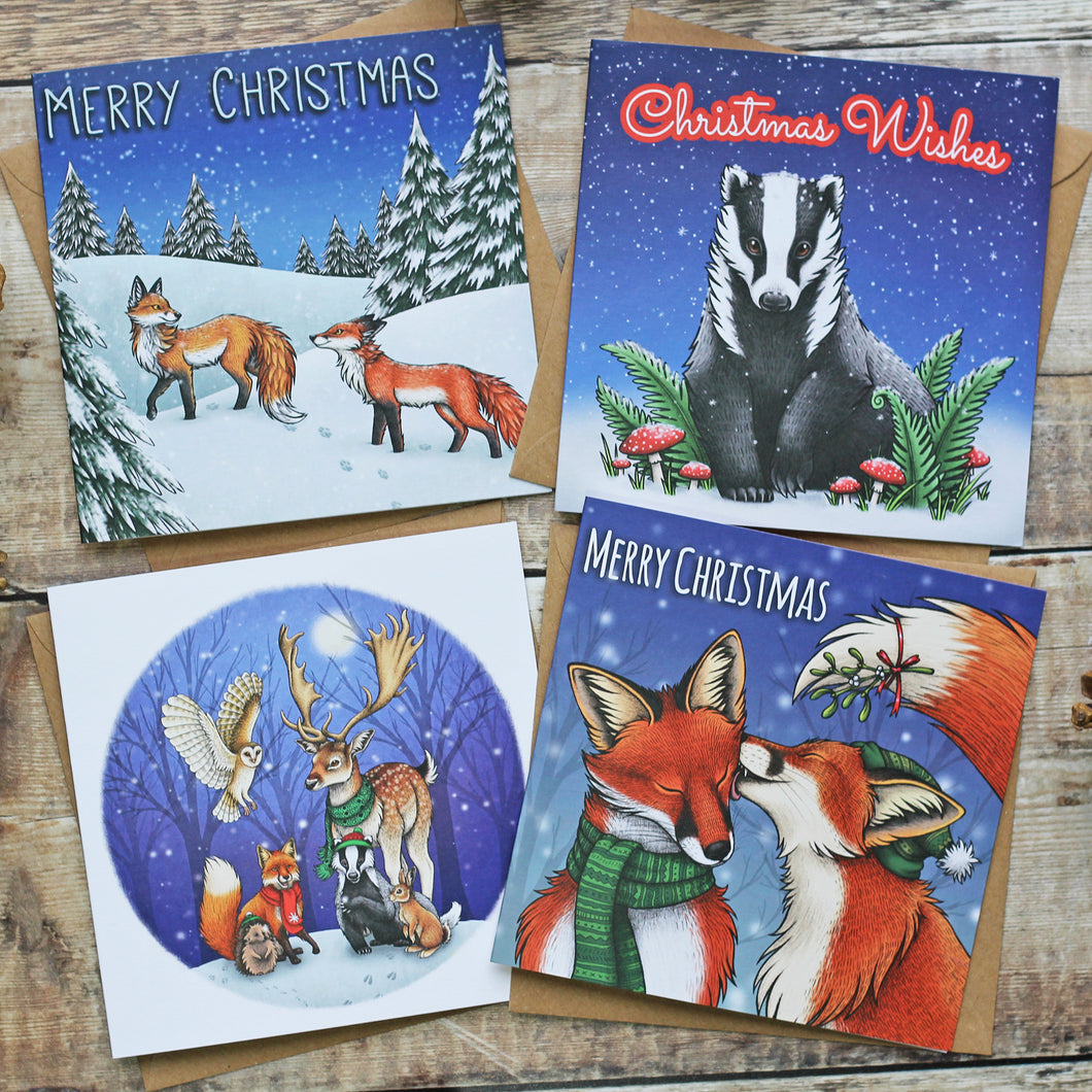 Wildlife Christmas Card 8 Pack - £1 goes to Lower Moss Wood Wildlife Hospital