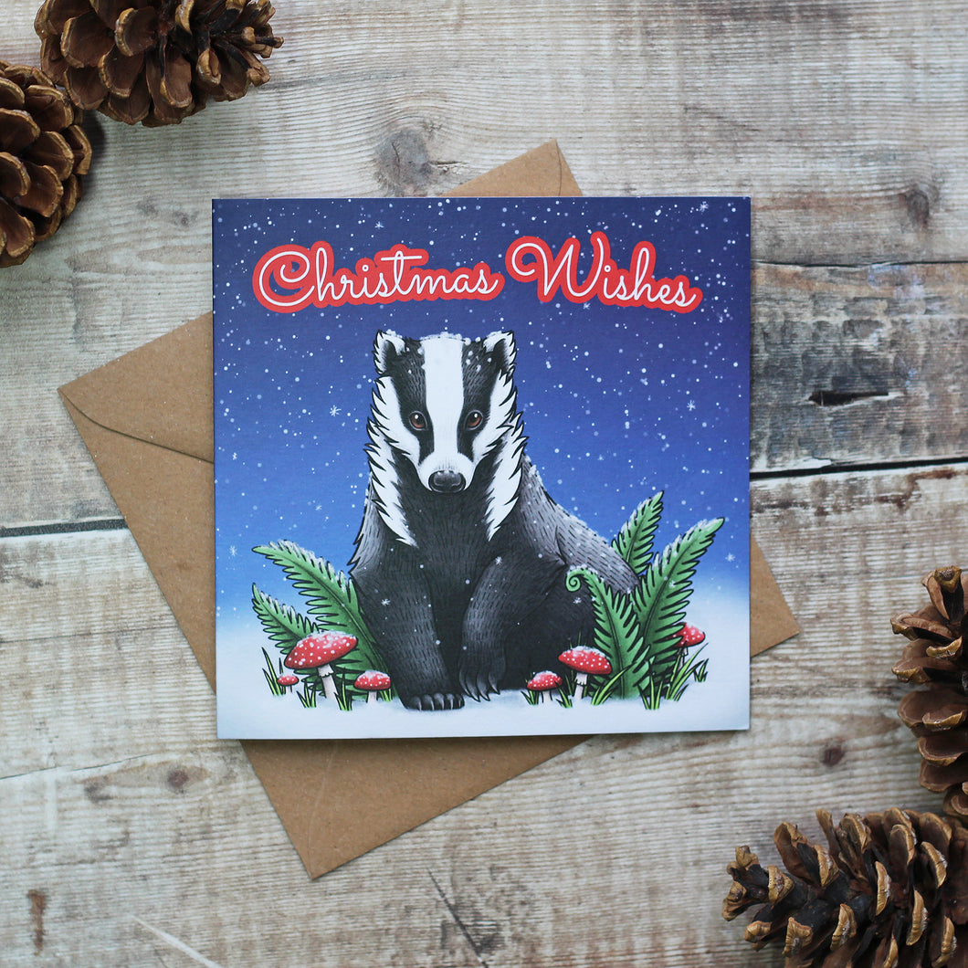 Winter Badger Christmas Card
