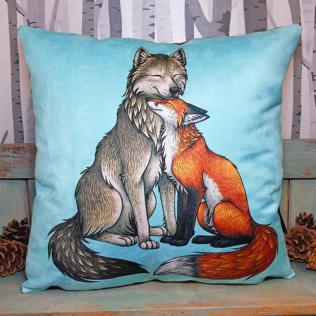 Wolf & Fox Throw Pillow