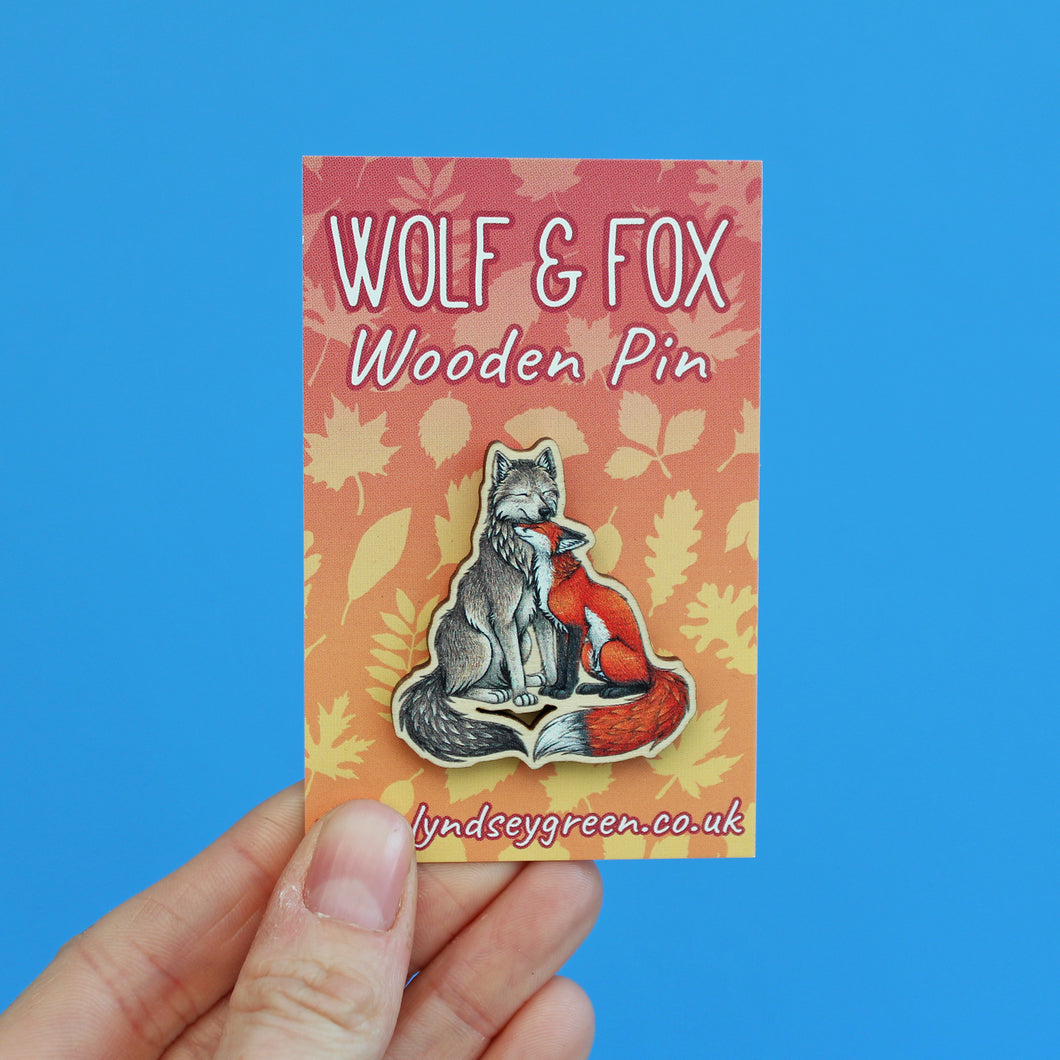Wolf & Fox Wooden Pin