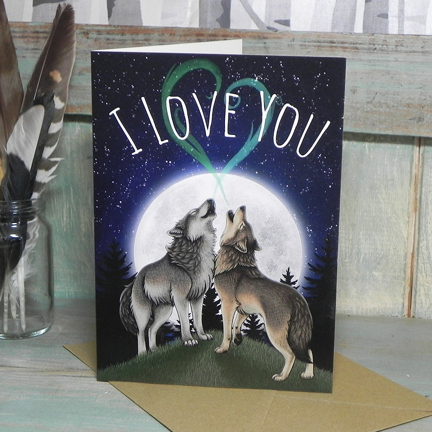 Wolf Song Illustration I Love You Card