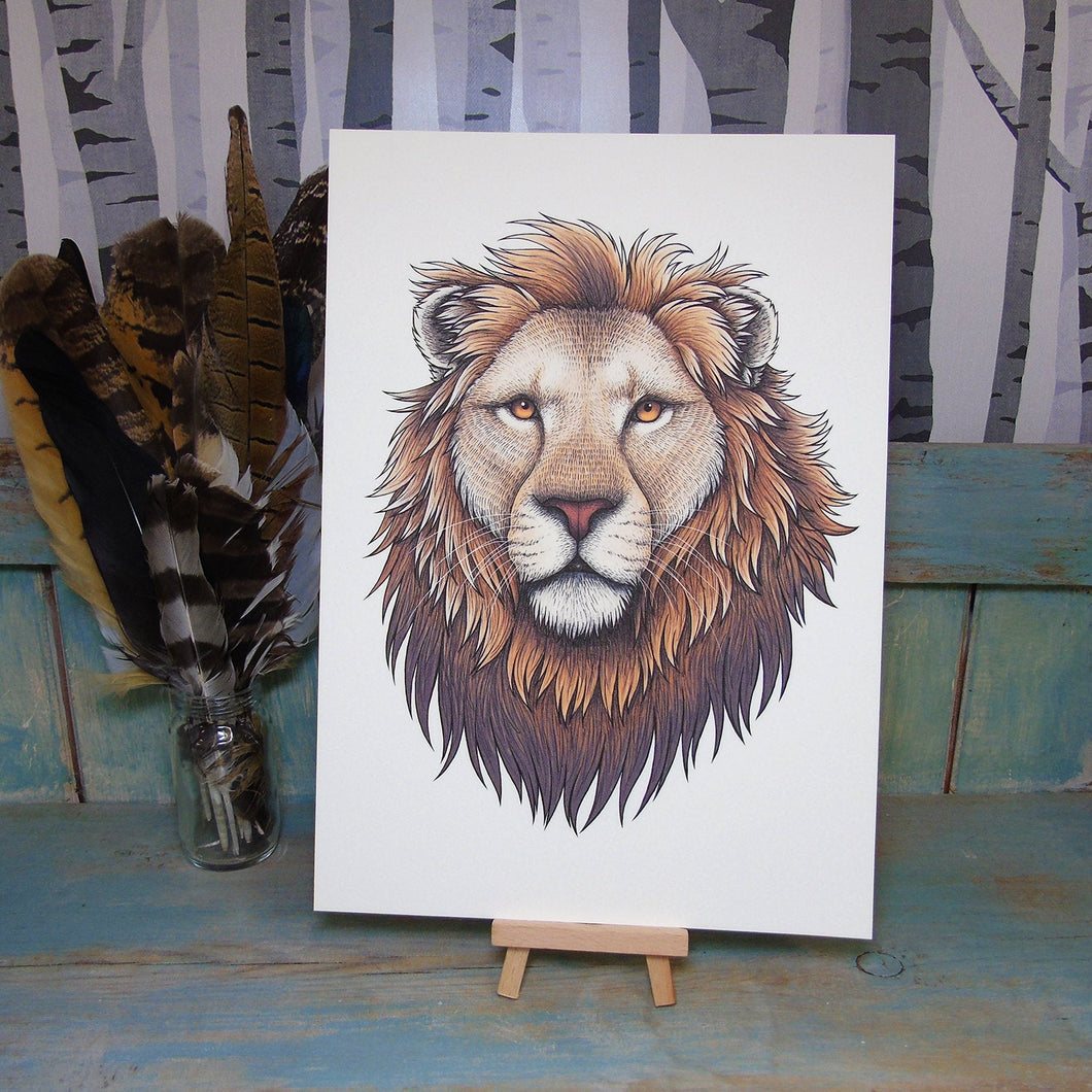 Lion Illustration A4 Print