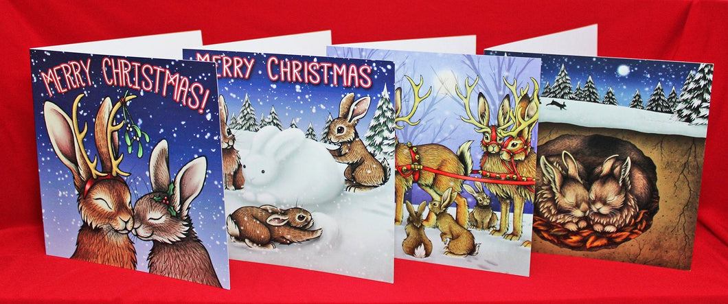 Rabbit Christmas Card 8 Pack ~ £1 goes to Rabbit Rescue North West