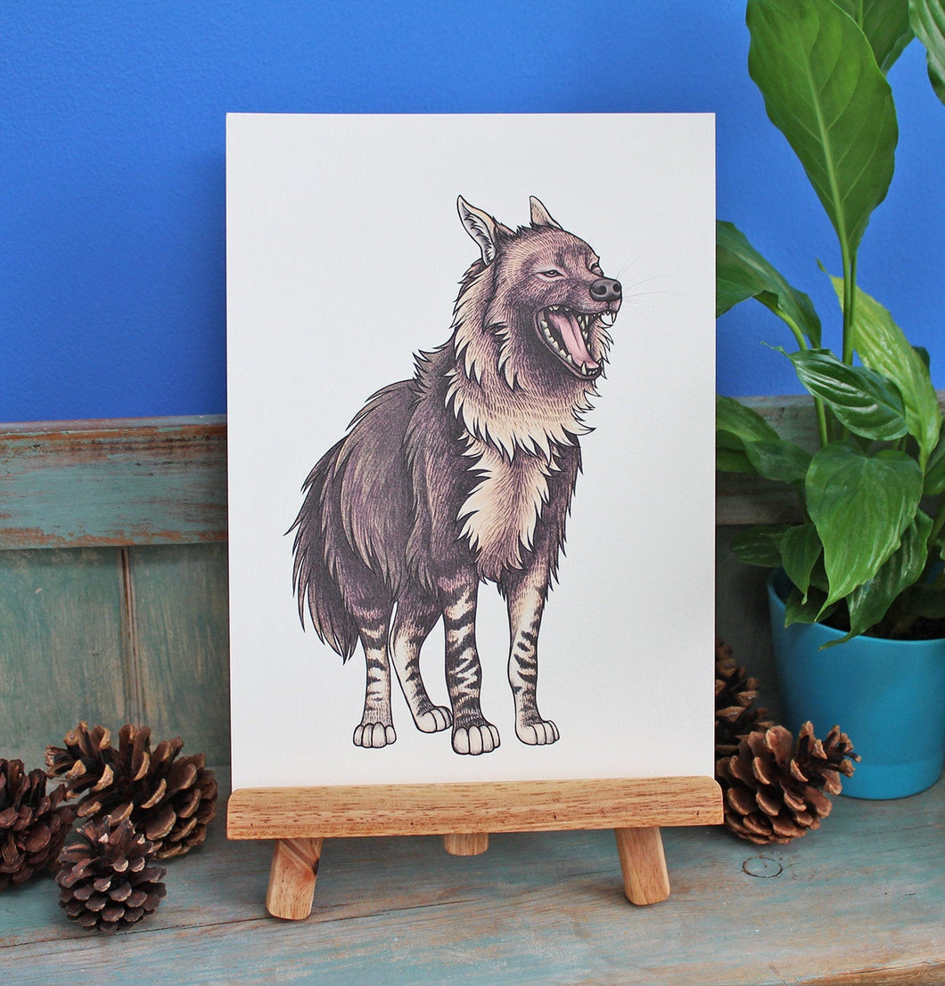 Brown Hyena Illustration A4 Print