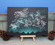 Load image into Gallery viewer, Midnight Menagerie Illustration A4 Print + Foil
