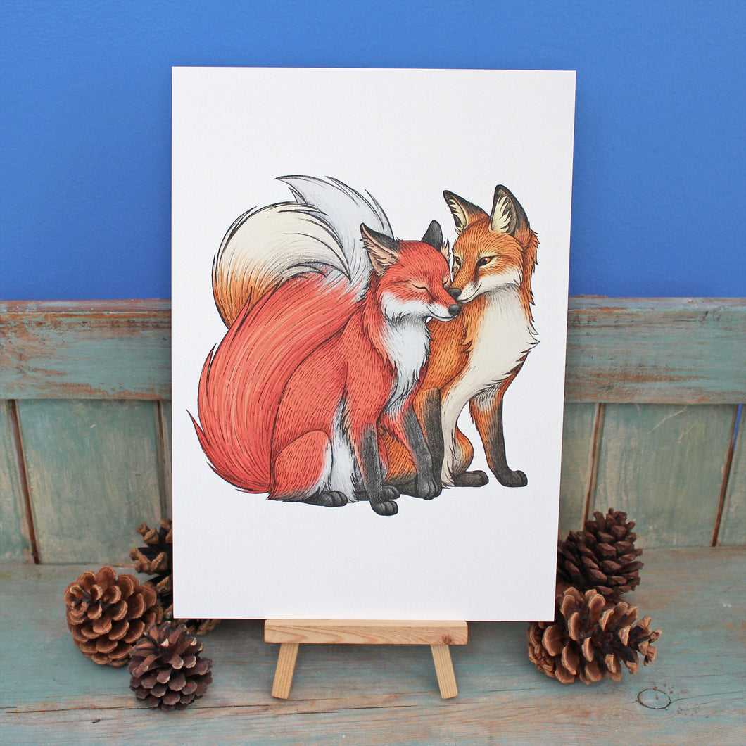 Fox Couple Illustration A4 Print