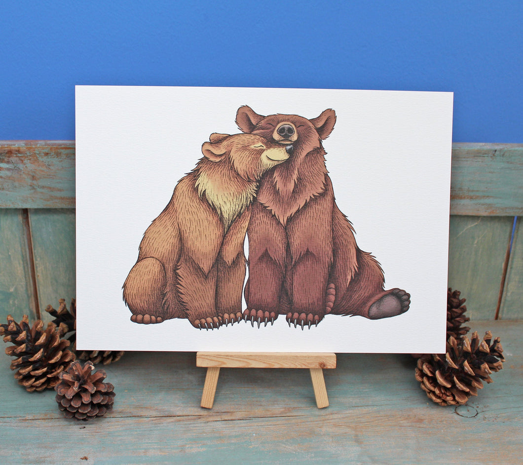 Bear Couple Illustration A4 Print