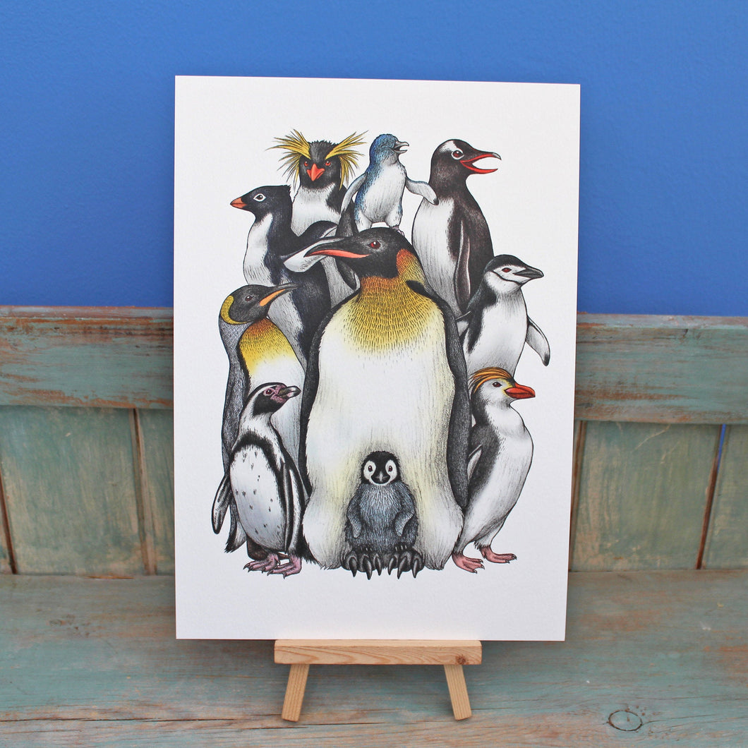 Penguin Obsession Illustration A3 Print